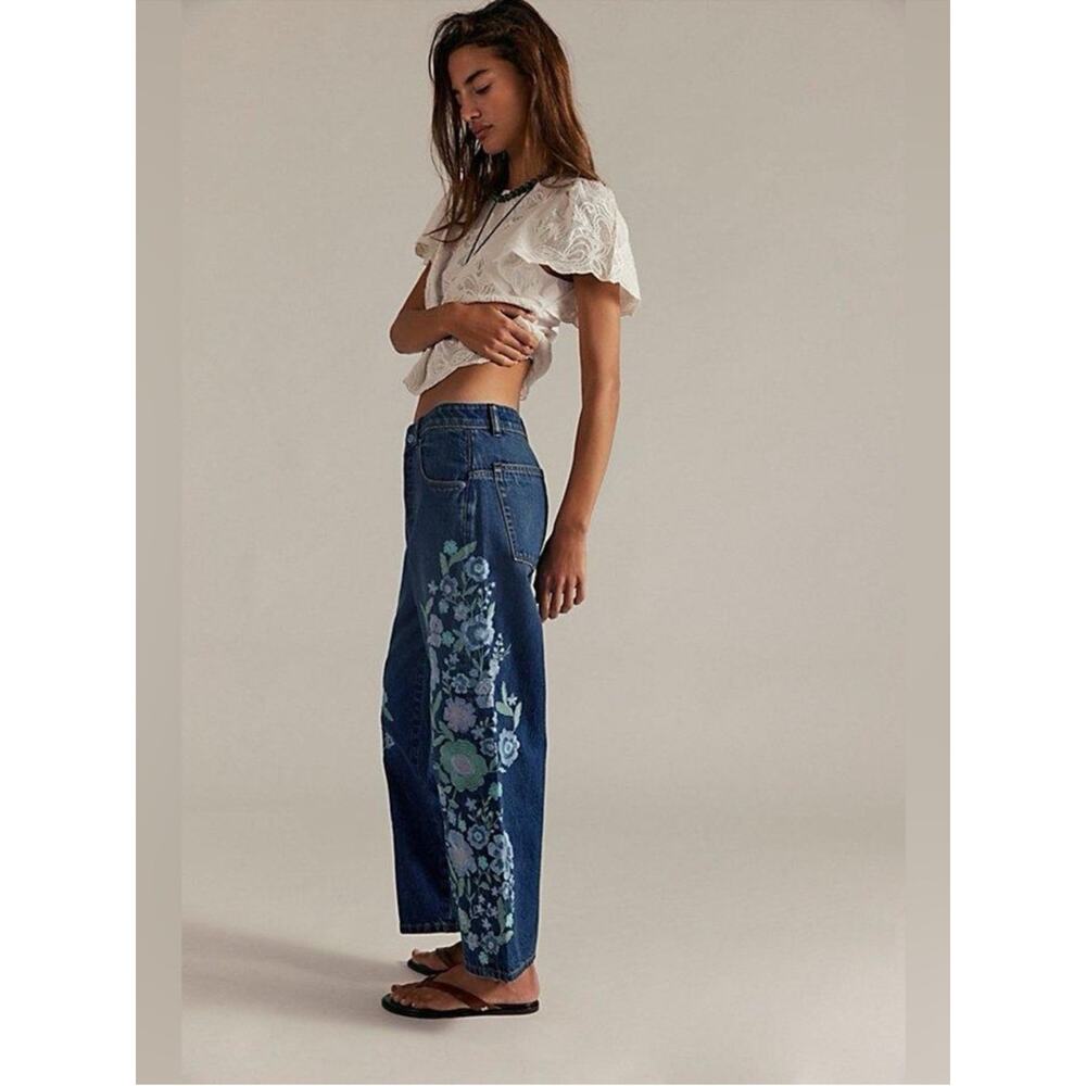 We The Free Willow Floral Embroidered Jeans Blue - Picture 2 of 7